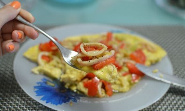 omelett med blekksprut for et protein diett