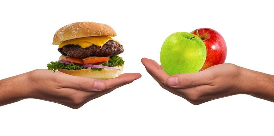 valg mellom sunn og usunn mat